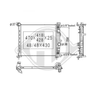 Radiator, DCM2708 DIEDERICHS engine cooling