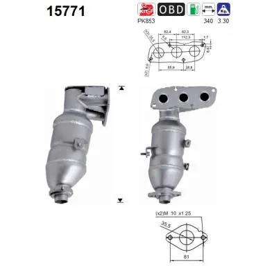 Catalytic Converter Citroën C1 · Peugeot 107 · Toyota AYGO