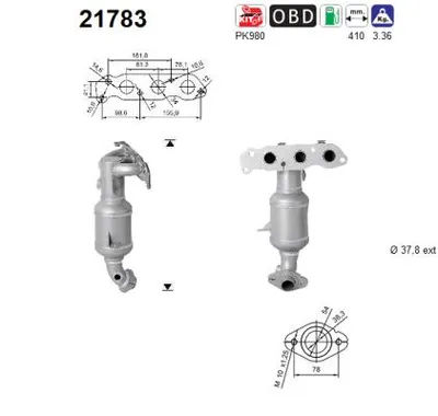 Catalytic Converter Opel AGILA · Suzuki SPLASH · Vauxhall AGILA Mk II
