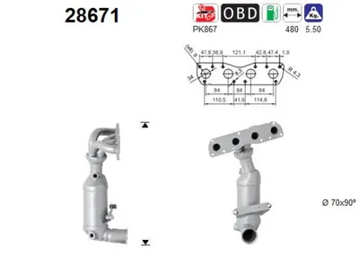 Catalytic Converter Mini MINI · Mini MINI Convertible · Peugeot 207 CC