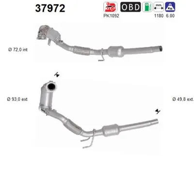 Catalytic Converter Vw GOLF VI Convertible · Vw SCIROCCO III · Skoda YETI