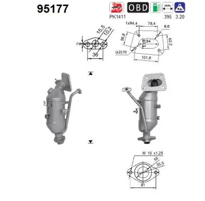 Catalytic Converter Toyota AYGO · Citroën C1 II · Peugeot 108