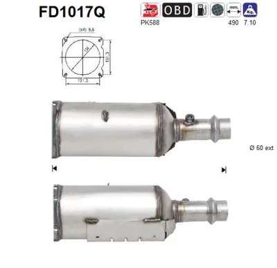 Soot/Particulate Filter, exhaust system Peugeot 307 · Peugeot 307 SW · Peugeot 307 Break