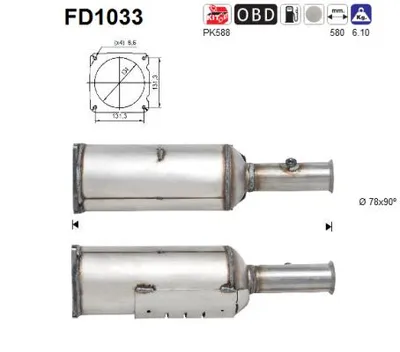 Soot/Particulate Filter, exhaust system Peugeot 607