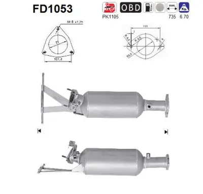 Soot/Particulate Filter, exhaust system Volvo V70 II · Volvo S60 I