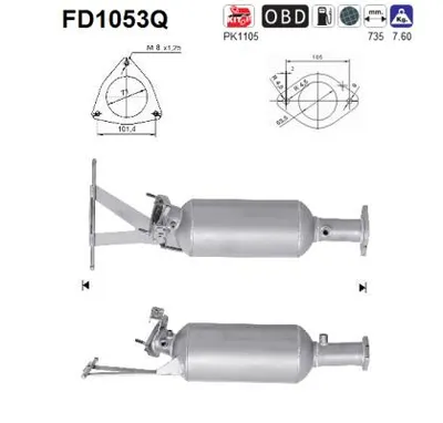 Soot/Particulate Filter, exhaust system Volvo V70 II · Volvo S60 I