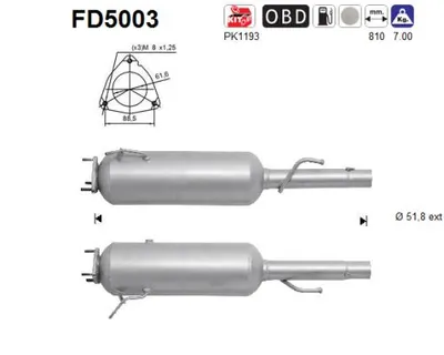 Soot/Particulate Filter, exhaust system Fiat MULTIPLA