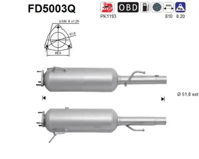 Soot/Particulate Filter, exhaust system Fiat MULTIPLA