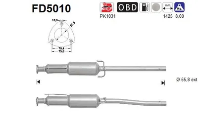 Soot/Particulate Filter, exhaust system Saab 9-5 · Saab 9-5 Estate