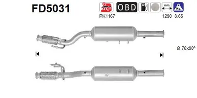 Soot/Particulate Filter, exhaust system Fiat SCUDO Van · Fiat SCUDO Bus · Citroën C8