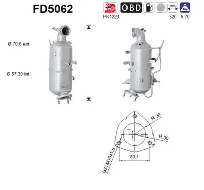 Soot/Particulate Filter, exhaust system Vauxhall ANTARA A · Opel ANTARA A · Chevrolet CAPTIVA