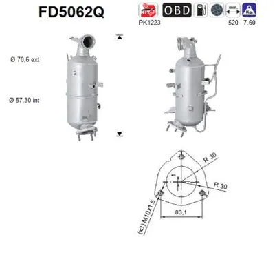 Soot/Particulate Filter, exhaust system Vauxhall ANTARA A · Opel ANTARA A · Chevrolet CAPTIVA
