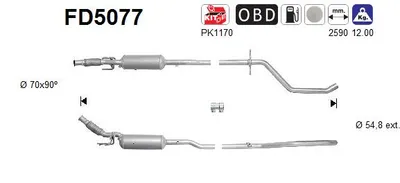 Soot/Particulate Filter, exhaust system Peugeot 508 I · Peugeot 508 SW I · Peugeot 407