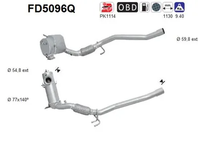 Soot/Particulate Filter, exhaust system Seat LEON · Seat ALTEA · Audi A3