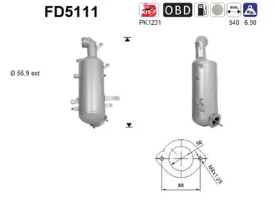 Soot/Particulate Filter, exhaust system Fiat DOBLO Cargo · Fiat DOBLO Bus · Lancia MUSA