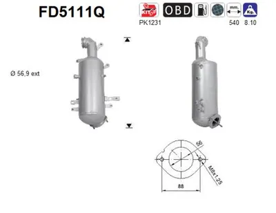 Soot/Particulate Filter, exhaust system Fiat DOBLO Cargo · Fiat DOBLO Bus · Lancia MUSA