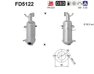 Soot/Particulate Filter, exhaust system Fiat SEDICI · Alfa Romeo GIULIETTA · Alfa Romeo BRERA