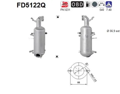 Soot/Particulate Filter, exhaust system Fiat SEDICI · Alfa Romeo GIULIETTA · Alfa Romeo BRERA