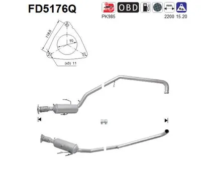 Soot/Particulate Filter, exhaust system Lancia VOYAGER MPV · Chrysler GRAND VOYAGER V