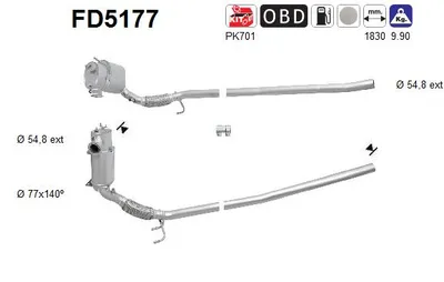 Soot/Particulate Filter, exhaust system Skoda OCTAVIA II Combi · Skoda SUPERB II Estate · Skoda SUPERB II