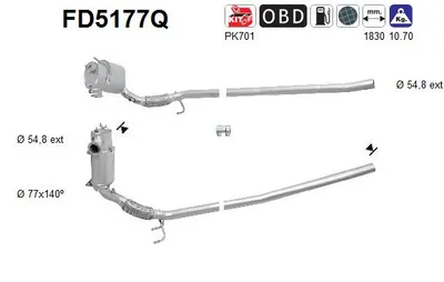 Soot/Particulate Filter, exhaust system Skoda OCTAVIA II Combi · Skoda SUPERB II Estate · Skoda SUPERB II