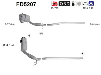Soot/Particulate Filter, exhaust system Vw PASSAT B7 · Vw PASSAT B7 Variant · Vw PASSAT CC B6