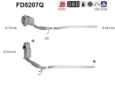 Soot/Particulate Filter, exhaust system Vw PASSAT B7 · Vw PASSAT B7 Variant · Vw PASSAT CC B6