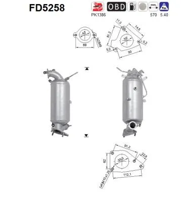 Soot/Particulate Filter, exhaust system Honda CIVIC IX · Honda CIVIC IX Tourer