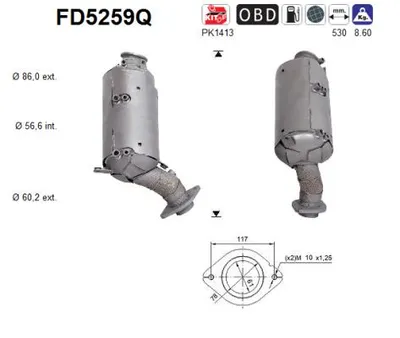 Soot/Particulate Filter, exhaust system Toyota HILUX VIII Pickup · Toyota LAND CRUISER PRADO · Toyota HILUX VIII Platform/Chassis
