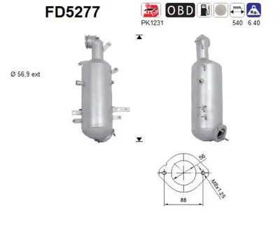 Soot/Particulate Filter, exhaust system Fiat BRAVO II · Lancia DELTA III · Chrysler DELTA