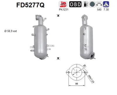Soot/Particulate Filter, exhaust system Fiat BRAVO II · Lancia DELTA III · Chrysler DELTA