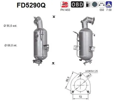 Soot/Particulate Filter, exhaust system Opel ZAFIRA TOURER C · Opel INSIGNIA A · Opel INSIGNIA A Saloon