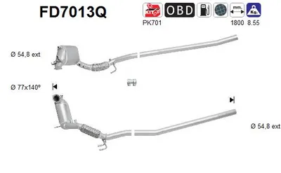 Soot/Particulate Filter, exhaust system Vw GOLF V · Skoda OCTAVIA II Combi · Audi A3