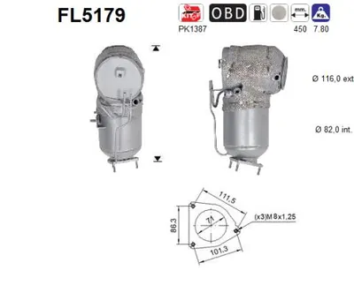 Soot/Particulate Filter, exhaust system Volvo V60 I · Volvo V70 III · Volvo XC60 I SUV