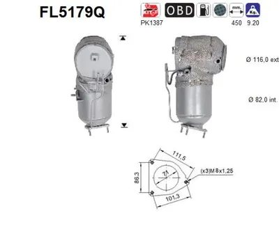 Soot/Particulate Filter, exhaust system Volvo V60 I · Volvo V70 III · Volvo XC60 I SUV