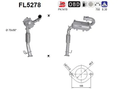 Soot/Particulate Filter, exhaust system Ford KUGA II · Ford KUGA II VAN