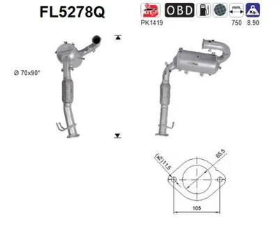 Soot/Particulate Filter, exhaust system Ford KUGA II · Ford KUGA II VAN