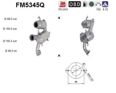 Soot/Particulate Filter, exhaust system Fiat DOBLO Platform/Chassis · Fiat DOBLO Cargo · Fiat 500X