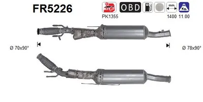 Soot/Particulate Filter, exhaust system Citroën C4 II · Peugeot 5008 · Peugeot 3008 I MPV
