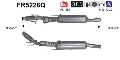 Soot/Particulate Filter, exhaust system Citroën C4 II · Peugeot 5008 · Peugeot 3008 I MPV