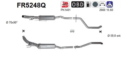 Soot/Particulate Filter, exhaust system Peugeot 508 I · Peugeot 508 SW I · Citroën C5 III