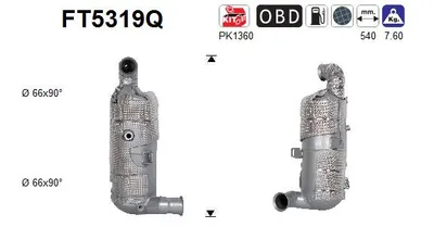 Soot/Particulate Filter, exhaust system Ds DS 7 Crossback · Peugeot 3008 II SUV · Peugeot 5008 II