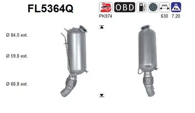 Soot/Particulate Filter, exhaust system Bmw 1