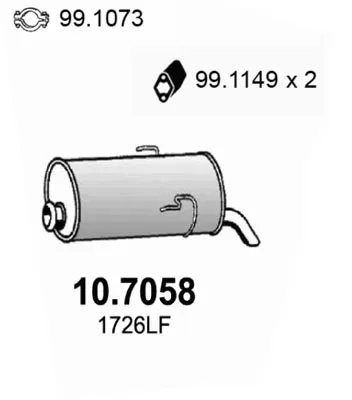 Rear Muffler Citroën SAXO · Peugeot 106 II