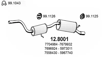 Centre/Rear Muffler Fiat UNO