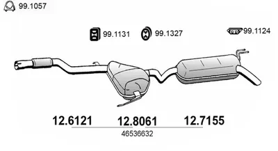 Centre/Rear Muffler Citroën EVASION MPV · Fiat BRAVA · Fiat BRAVO I