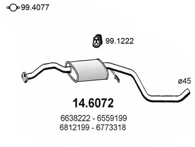 Centre Muffler Ford ESCORT V · Ford ESCORT V Turnier · Ford ESCORT V Saloon