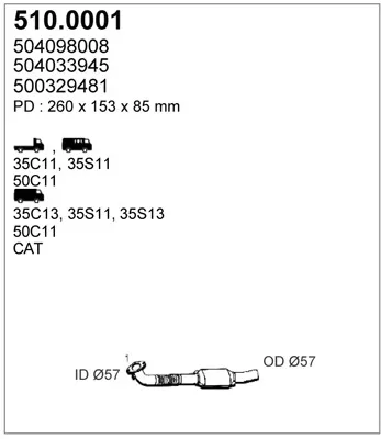 Catalytic Converter Iveco DAILY III Van · Iveco DAILY III Platform/Chassis