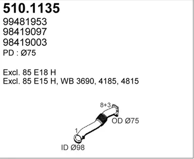 Exhaust tube ASSO 510.1135