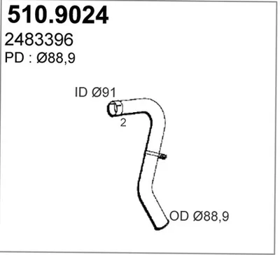 Exhaust tube ASSO 510.9024